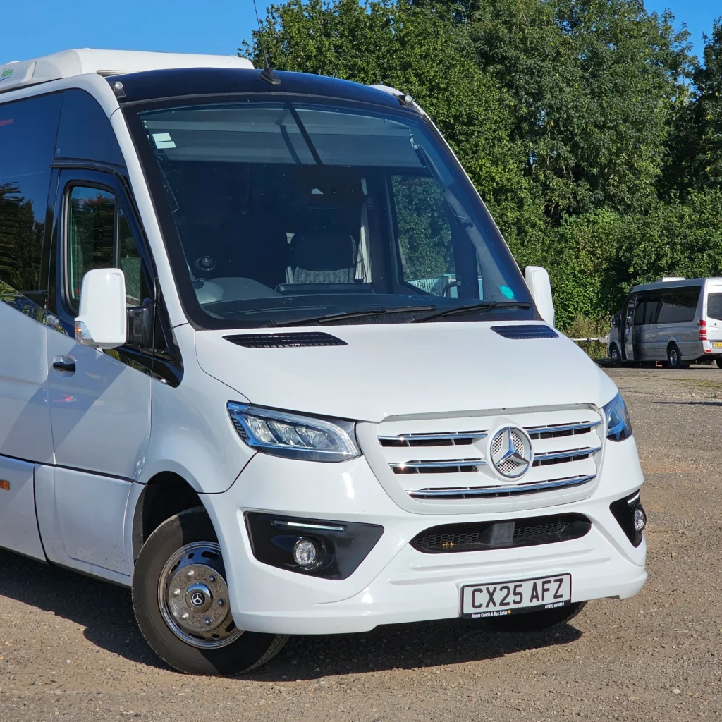 Modern luxury coach interior with spacious and comfortable seating