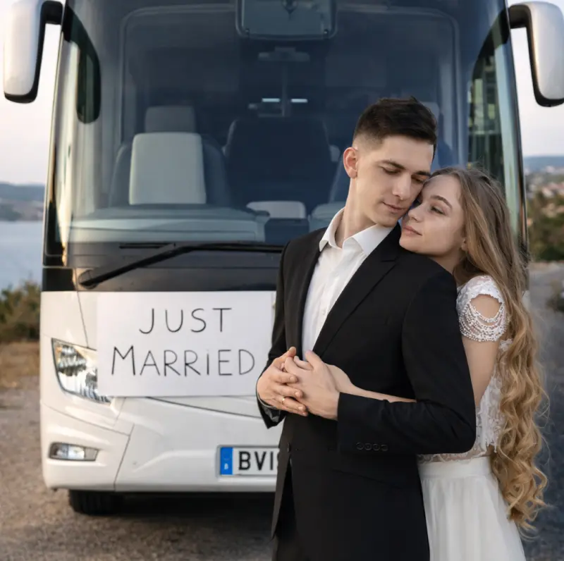 Wedding coach hire service for comfortable guest travel