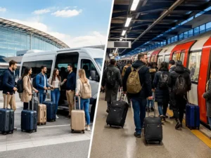 Compare airport transfers and public transport for group travel