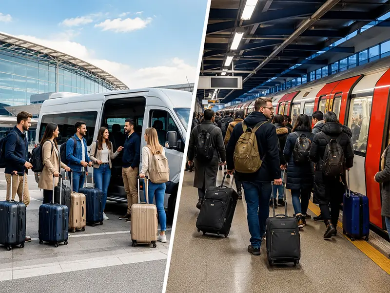 Compare airport transfers and public transport for group travel